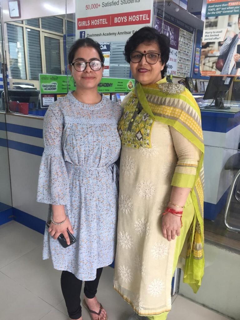 NEET topper from Dashmesh Academy receiving appreciation for outstanding performance – Hard work, dedication, and expert coaching lead to success!